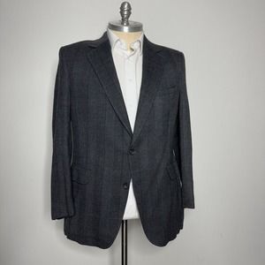 Britches Blazer Sport Coat Mens 46L Gray Check‎ Tweed Wool